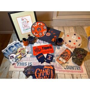 Lot AUBURN TIGERS WAR EAGLE Print Mat Tag Flag Shirts Plate More PLEASE READ